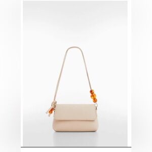 Mango Cream Shoulder Bag with Amber Bead Detail